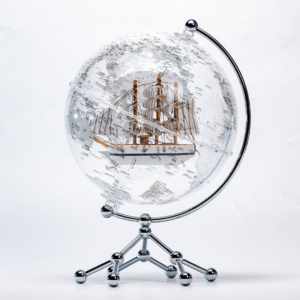 Stoni Globus Srebrni - Sa Brodom 25cm